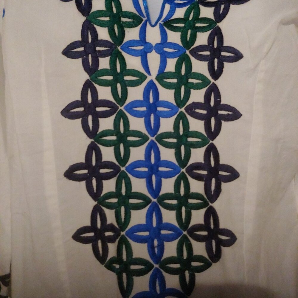 Jude Connally Embroidered 3/4 Sleeve White Lightweight Shift Dress S - Picture 6 of 11